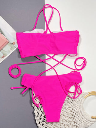Shop Halter Neck Drawstring Detail Bikini Set Now On Klozey Store - Trendy U.S. Premium Women Apparel & Accessories And Be Up-To-Fashion!