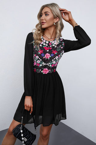 Shop Floral Mesh Sleeve Lined Dress Now On Klozey Store - Trendy U.S. Premium Women Apparel & Accessories And Be Up-To-Fashion!