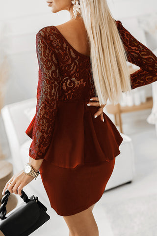 Shop Lace Detail Long Sleeve Mini Dress Now On Klozey Store - Trendy U.S. Premium Women Apparel & Accessories And Be Up-To-Fashion!