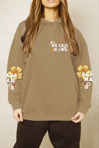 Shop Simply Love Full Size DEAR MAMA Flower Graphic Hoodie Now On Klozey Store - Trendy U.S. Premium Women Apparel & Accessories And Be Up-To-Fashion!