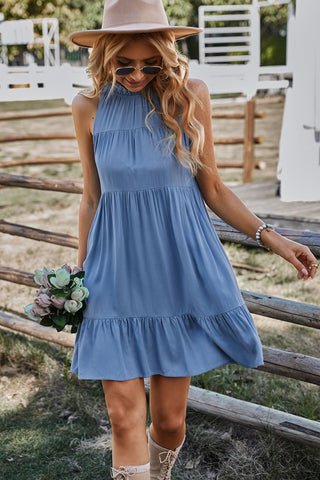 Shop Sleeveless Frill Neck Tiered Dress Now On Klozey Store - U.S. Fashion And Be Up-To-Fashion!