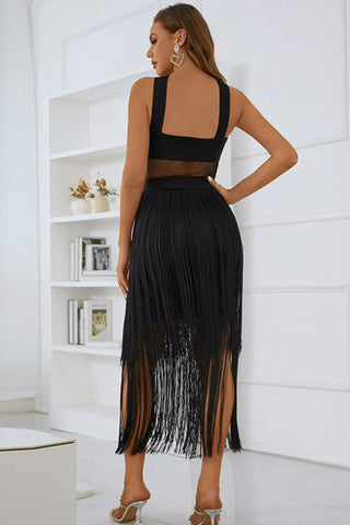 Shop Spliced Mesh Fringe Hem Sleeveless Dress Now On Klozey Store - U.S. Fashion And Be Up-To-Fashion!
