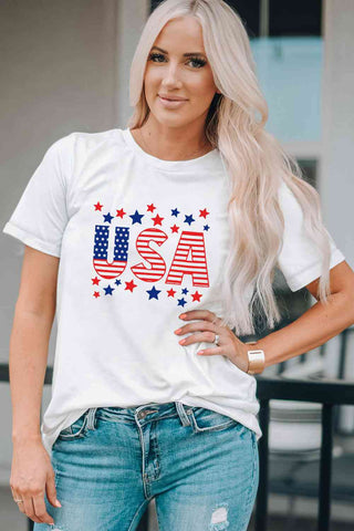 Shop USA Star and Stripe Graphic Tee Now On Klozey Store - Trendy U.S. Premium Women Apparel & Accessories And Be Up-To-Fashion!