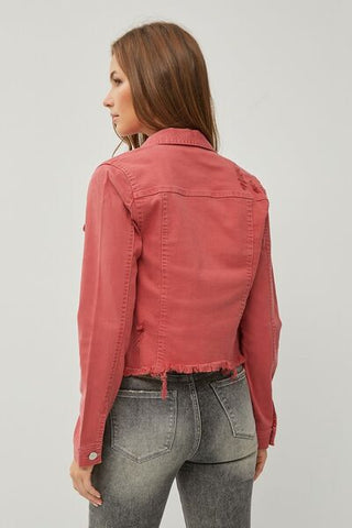 Shop RISEN Raw Hem Button Up Cropped Denim Jacket Now On Klozey Store - U.S. Fashion And Be Up-To-Fashion!