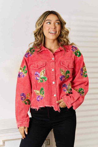 Shop Sequin Raw Hem Jacket Now On Klozey Store - Trendy U.S. Premium Women Apparel & Accessories And Be Up-To-Fashion!