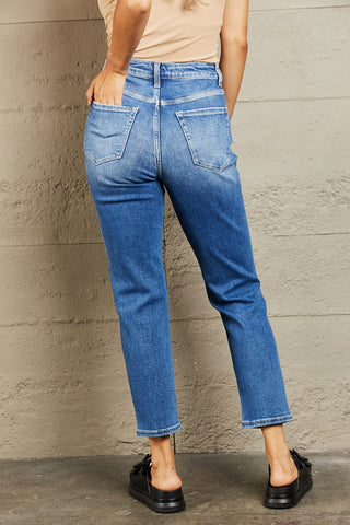 Shop BAYEAS High Waisted Cropped Dad Jeans Now On Klozey Store - Trendy U.S. Premium Women Apparel & Accessories And Be Up-To-Fashion!