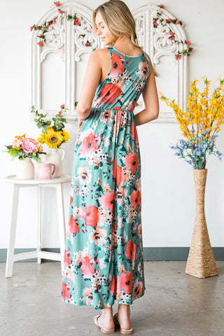 Shop Floral Sleeveless Maxi Dress with Pockets Now On Klozey Store - Trendy U.S. Premium Women Apparel & Accessories And Be Up-To-Fashion!