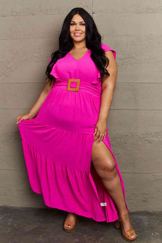 Shop GeeGee Fancy Fizz Plus Size Tiered Side Slit Maxi Dress Now On Klozey Store - Trendy U.S. Premium Women Apparel & Accessories And Be Up-To-Fashion!