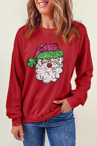Shop Santa Graphic Round Neck Long Sleeve Sweatshirt Now On Klozey Store - Trendy U.S. Premium Women Apparel & Accessories And Be Up-To-Fashion!