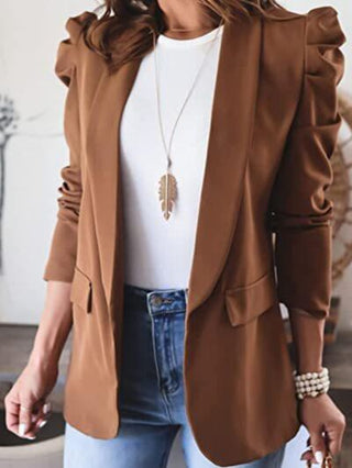 Shop Collared Neck Puff Sleeve Blazer Now On Klozey Store - Trendy U.S. Premium Women Apparel & Accessories And Be Up-To-Fashion!