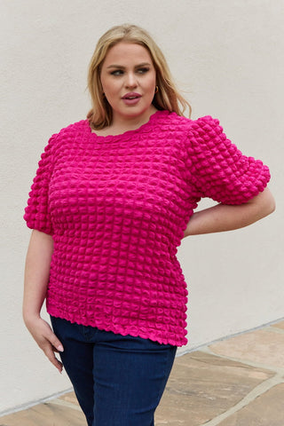 Shop And The Why Full Size Bubble textured Puff Sleeve Top Now On Klozey Store - U.S. Fashion And Be Up-To-Fashion!
