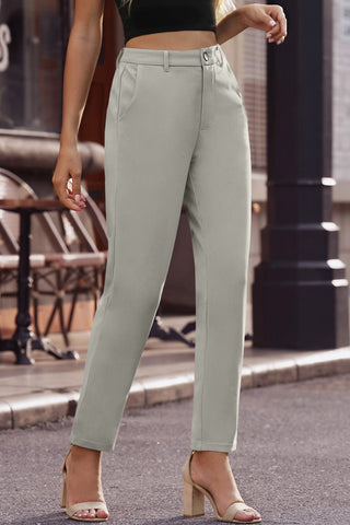 Shop Ankle-Length Straight Leg Pants with Pockets Now On Klozey Store - Trendy U.S. Premium Women Apparel & Accessories And Be Up-To-Fashion!