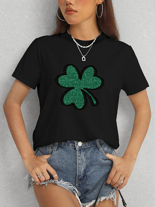 Shop Lucky Clover Round Neck T-Shirt Now On Klozey Store - Trendy U.S. Premium Women Apparel & Accessories And Be Up-To-Fashion!