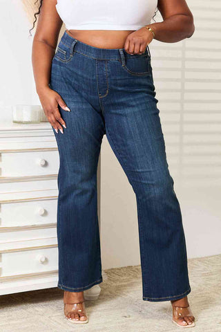 Shop Judy Blue Full Size Elastic Waistband Straight Jeans Now On Klozey Store - Trendy U.S. Premium Women Apparel & Accessories And Be Up-To-Fashion!