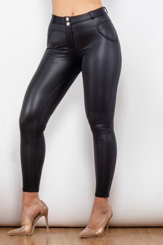 Shop Full Size PU Leather Buttoned Leggings Now On Klozey Store - Trendy U.S. Premium Women Apparel & Accessories And Be Up-To-Fashion!
