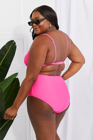 Shop Marina West Swim Take A Dip Twist High-Rise Bikini in Pink Now On Klozey Store - Trendy U.S. Premium Women Apparel & Accessories And Be Up-To-Fashion!