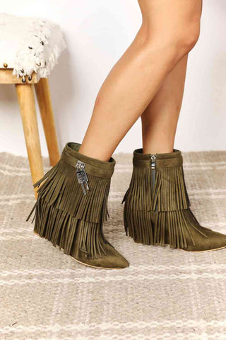 Shop Legend Women's Tassel Wedge Heel Ankle Booties Now On Klozey Store - Trendy U.S. Premium Women Apparel & Accessories And Be Up-To-Fashion!
