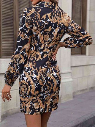 Shop Tie Front Printed Collared Neck Shirt Dress Now On Klozey Store - Trendy U.S. Premium Women Apparel & Accessories And Be Up-To-Fashion!