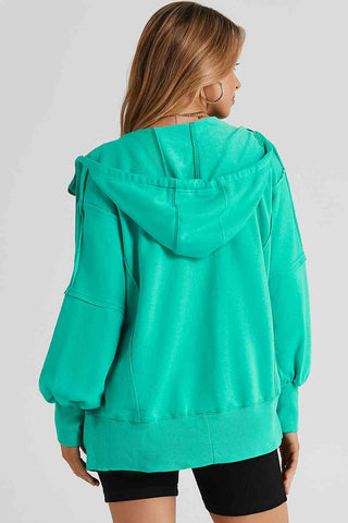 Shop Zip Up Long Sleeve Drawstring Hoodie Now On Klozey Store - Trendy U.S. Premium Women Apparel & Accessories And Be Up-To-Fashion!