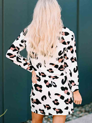 Shop Round Neck Long Sleeve Leopard Dress Now On Klozey Store - Trendy U.S. Premium Women Apparel & Accessories And Be Up-To-Fashion!