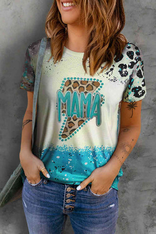 Shop MAMA Lightning Graphic Leopard Round Neck Tee Now On Klozey Store - Trendy U.S. Premium Women Apparel & Accessories And Be Up-To-Fashion!