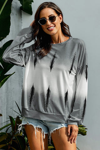 Shop Tie-Dye Drop Shoulder Round Neck Sweatshirt Now On Klozey Store - Trendy U.S. Premium Women Apparel & Accessories And Be Up-To-Fashion!