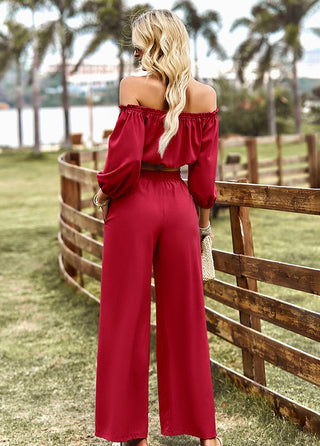 Shop Off-Shoulder Blouse and Drawstring Waist Pants Set Now On Klozey Store - U.S. Fashion And Be Up-To-Fashion!