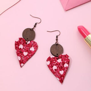 Shop PU Leather Iron Hook Sequin Heart Earrings Now On Klozey Store - Trendy U.S. Premium Women Apparel & Accessories And Be Up-To-Fashion!
