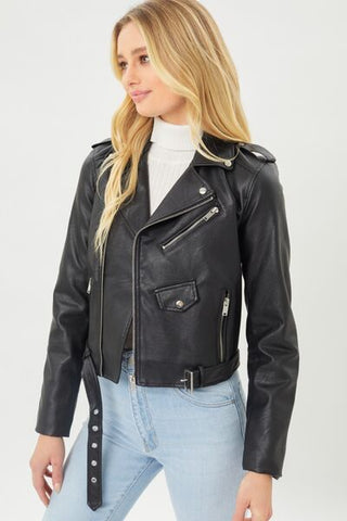 Shop Faith Apparel Faux Leather Zip Up Biker Jacket Now On Klozey Store - Trendy U.S. Premium Women Apparel & Accessories And Be Up-To-Fashion!