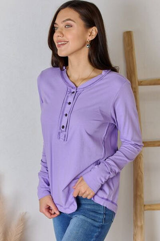 Shop Zenana Exposed Seam Thumbhole Long Sleeve Top Now On Klozey Store - Trendy U.S. Premium Women Apparel & Accessories And Be Up-To-Fashion!