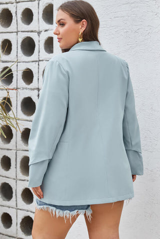 Shop Plus Size Shawl Collar Long Sleeve Blazer Now On Klozey Store - Trendy U.S. Premium Women Apparel & Accessories And Be Up-To-Fashion!