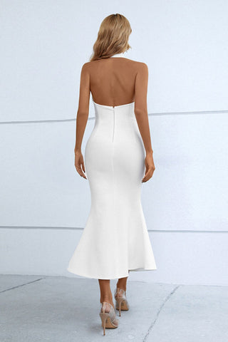 Shop Halter Neck Split Fishtail Bodycon Dress Now On Klozey Store - U.S. Fashion And Be Up-To-Fashion!