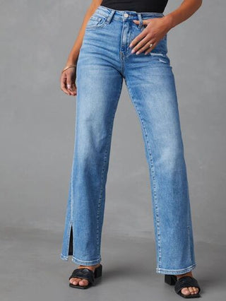 Shop Slit Buttoned Jeans with Pockets Now On Klozey Store - Trendy U.S. Premium Women Apparel & Accessories And Be Up-To-Fashion!