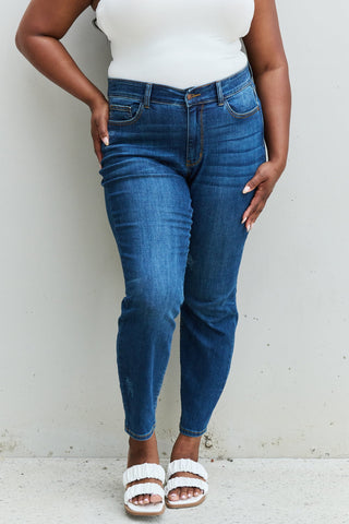 Shop Judy Blue Aila Regular Full Size Mid Rise Cropped Relax Fit Jeans Now On Klozey Store - Trendy U.S. Premium Women Apparel & Accessories And Be Up-To-Fashion!