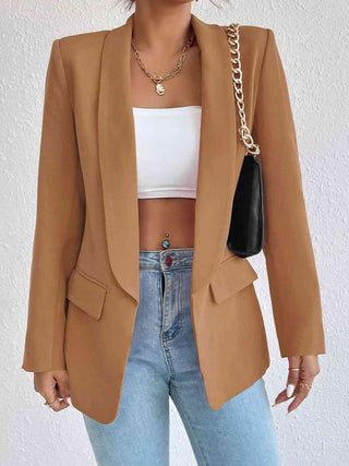 Shop Shawl Collar Long Sleeve Blazer Now On Klozey Store - Trendy U.S. Premium Women Apparel & Accessories And Be Up-To-Fashion!