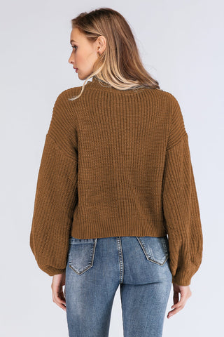 Shop Double Take Turtleneck Rib-Knit Dropped Shoulder Sweater Now On Klozey Store - Trendy U.S. Premium Women Apparel & Accessories And Be Up-To-Fashion!