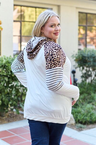 Shop Celeste Design Full Size Leopard Contrast Drawstring Hoodie Now On Klozey Store - U.S. Fashion And Be Up-To-Fashion!