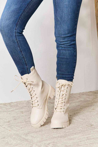 Shop East Lion Corp Zip Back Lace-up Front Combat Boots Now On Klozey Store - Trendy U.S. Premium Women Apparel & Accessories And Be Up-To-Fashion!