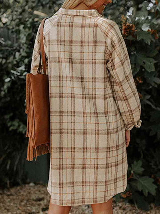 Shop Plaid Collared Neck Long Sleeve Shirt Dress Now On Klozey Store - Trendy U.S. Premium Women Apparel & Accessories And Be Up-To-Fashion!