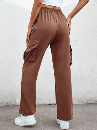 Shop Elastic Waist Straight Leg Cargo Pants Now On Klozey Store - Trendy U.S. Premium Women Apparel & Accessories And Be Up-To-Fashion!