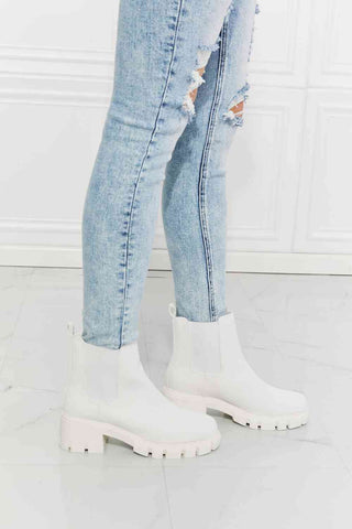 Shop MMShoes Work For It Matte Lug Sole Chelsea Boots in White Now On Klozey Store - Trendy U.S. Premium Women Apparel & Accessories And Be Up-To-Fashion!