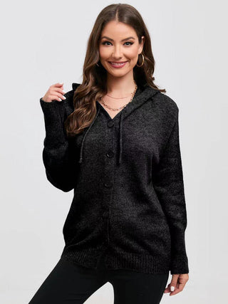 Shop Button Down Drawstring Hooded Cardigan Now On Klozey Store - U.S. Fashion And Be Up-To-Fashion!