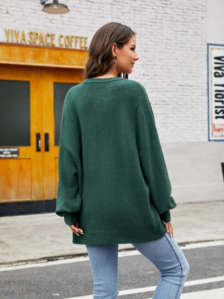 Shop Round Neck Ribbed Trim Sweater Now On Klozey Store - Trendy U.S. Premium Women Apparel & Accessories And Be Up-To-Fashion!
