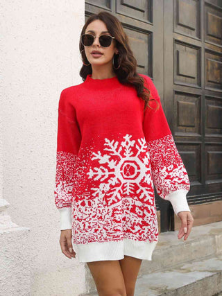 Shop Snowflake Pattern Sweater Dress Now On Klozey Store - Trendy U.S. Premium Women Apparel & Accessories And Be Up-To-Fashion!
