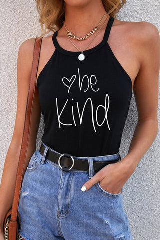 Shop BE KIND Graphic Round Neck Tank Now On Klozey Store - Trendy U.S. Premium Women Apparel & Accessories And Be Up-To-Fashion!