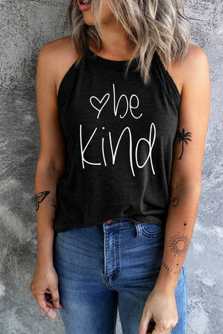 Shop BE KIND Graphic Round Neck Tank Now On Klozey Store - Trendy U.S. Premium Women Apparel & Accessories And Be Up-To-Fashion!
