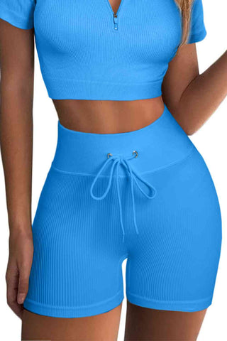 Shop Drawstring Ribbed Sports Shorts Now On Klozey Store - Trendy U.S. Premium Women Apparel & Accessories And Be Up-To-Fashion!