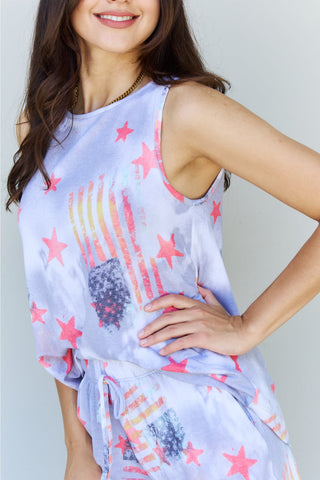 Shop ODDI Full Size Tie-Dye Star Printed Lougewear Set Now On Klozey Store - U.S. Fashion And Be Up-To-Fashion!