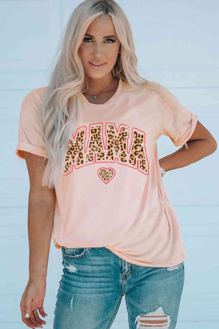 Shop MAMA Heart Graphic Round Neck Tee Now On Klozey Store - Trendy U.S. Premium Women Apparel & Accessories And Be Up-To-Fashion!