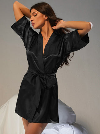 Shop Belted Half Sleeve Robe Now On Klozey Store - Trendy U.S. Premium Women Apparel & Accessories And Be Up-To-Fashion!